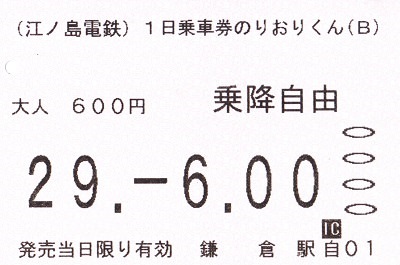 江ノ電1日乗車券「のりおりくん」